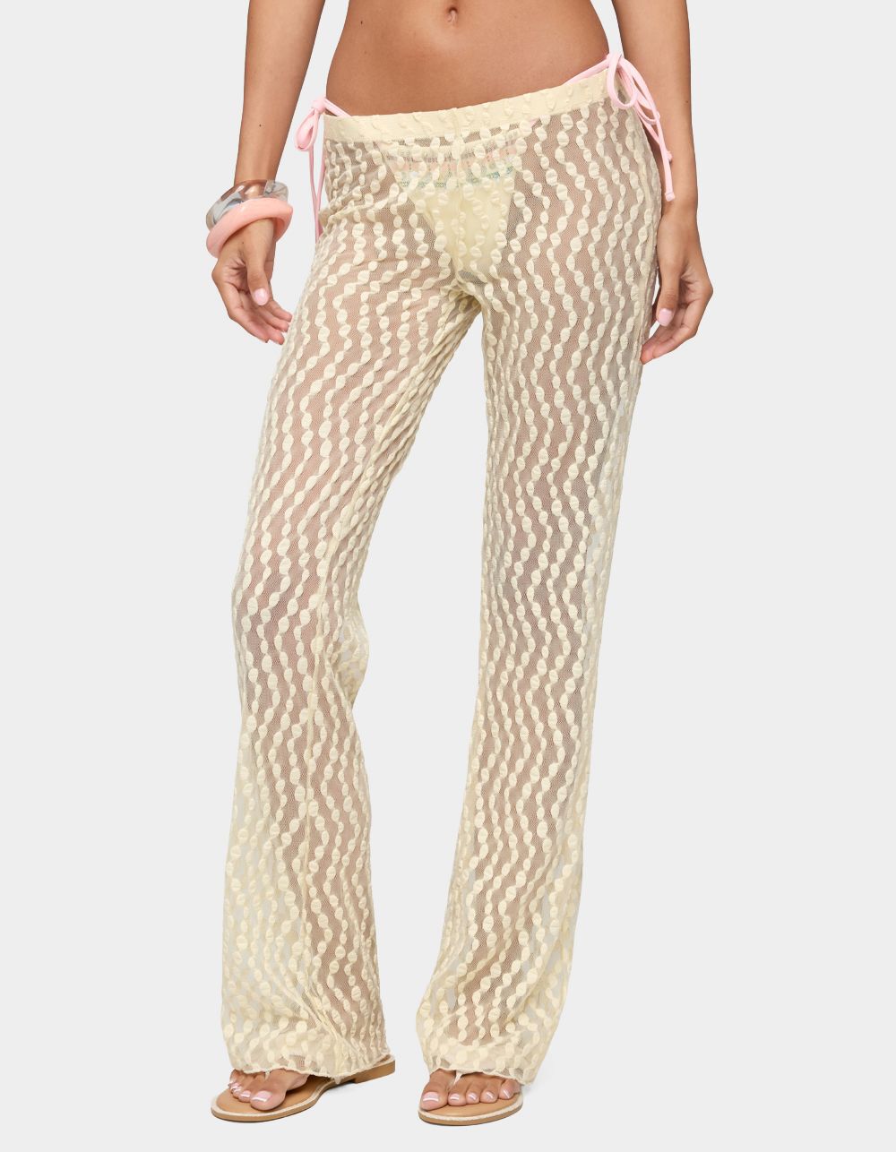 EDIKTED Liliette Sheer Textured Pants