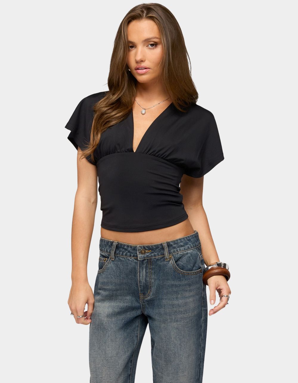 EDIKTED Salie Back Cutout Flutter Top