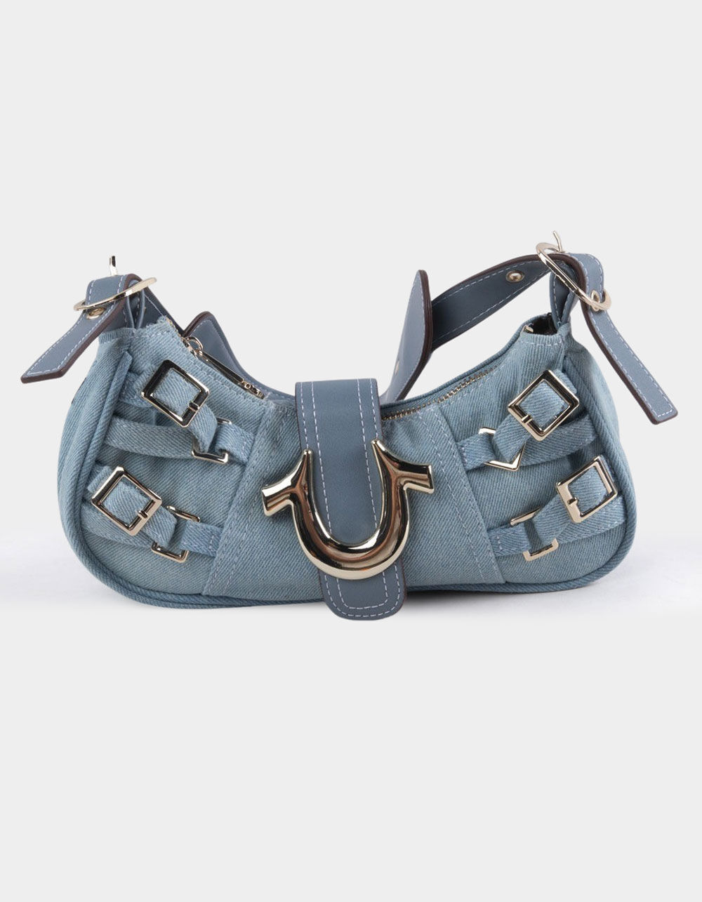 TRUE RELIGION Multi-Strap Denim Shoulder Bag