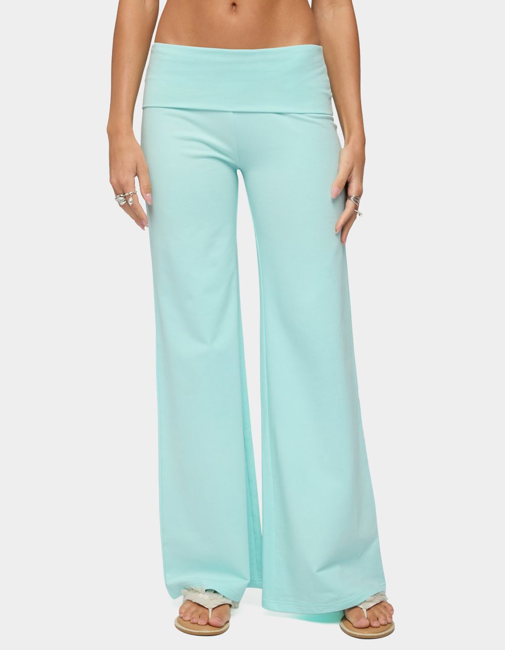EDIKTED Wide Leg Foldover Pants