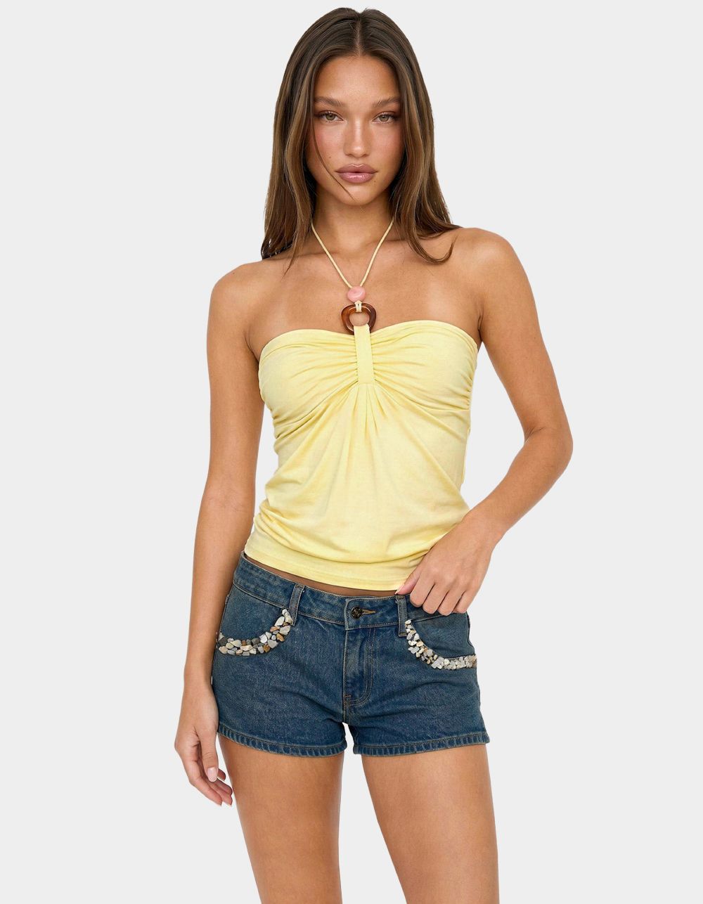 EDIKTED Itzel Ring Gathered Halter Top