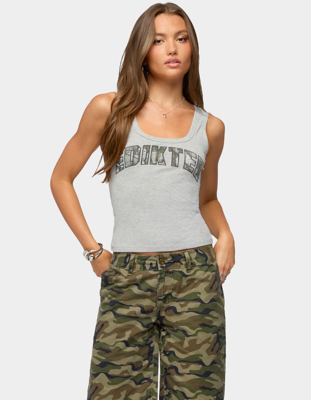 EDIKTED Girly Ribbed Tank Top