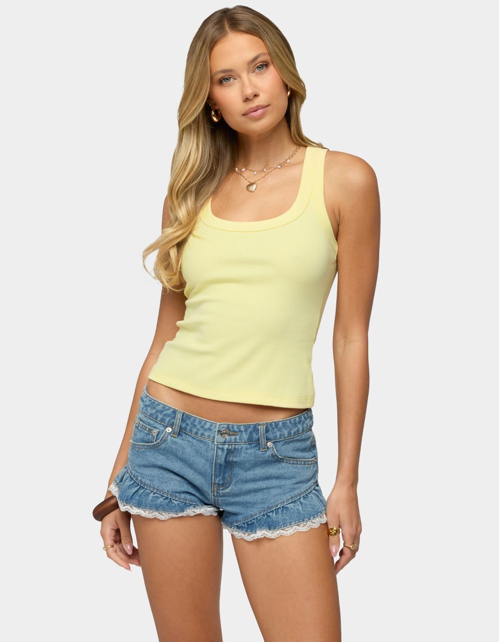EDIKTED Harlowe Ribbed Racerback Tank Top