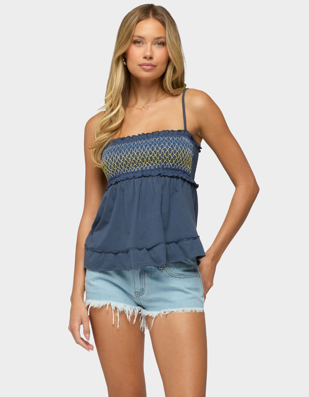 EDIKTED Kelsy Smocked Tank Top