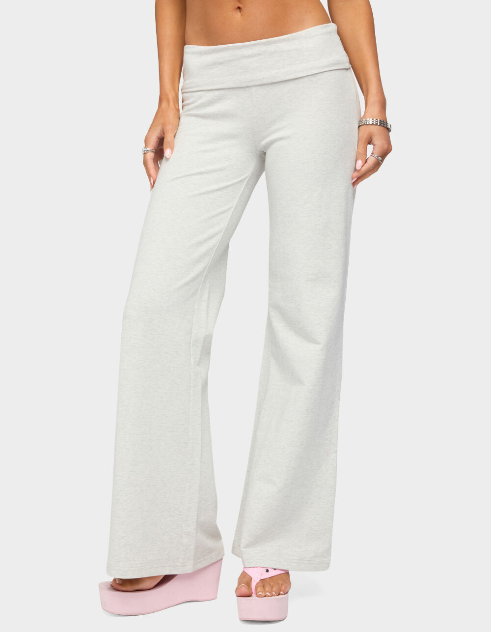 EDIKTED Wknd Sequin Foldover Pants