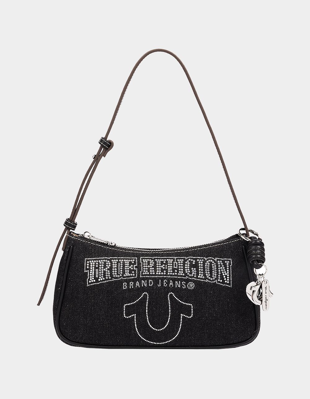 TRUE RELIGION Bling Logo Denim Shoulder Bag