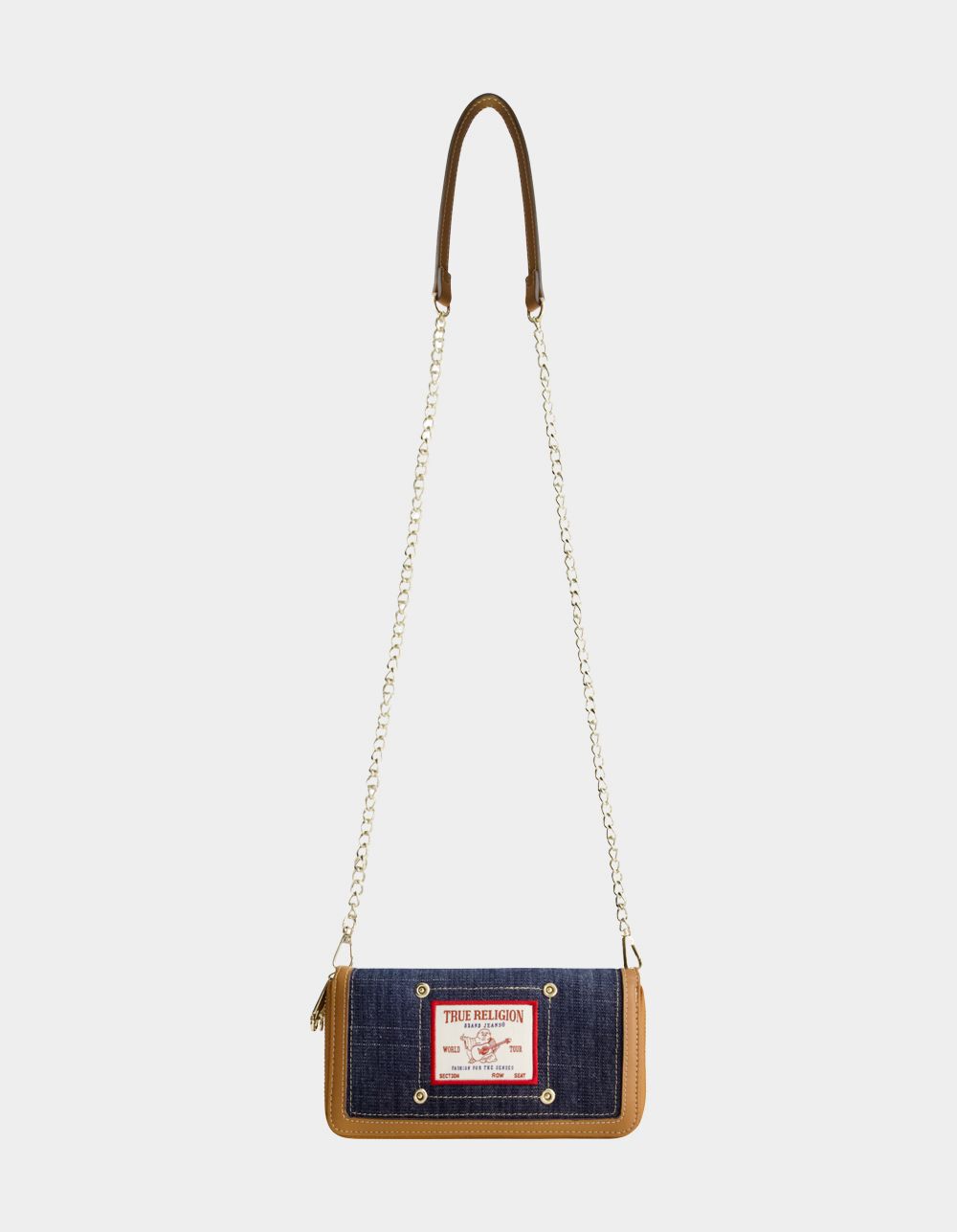 TRUE RELIGION Buddha Patch Double Zip Chain Wallet