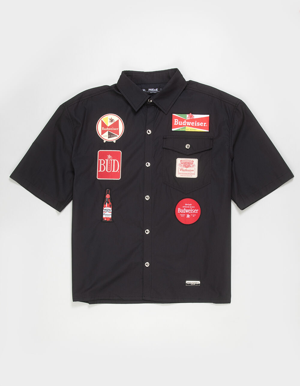 BUDWEISER Mens Rhinestone Button Up Shirt