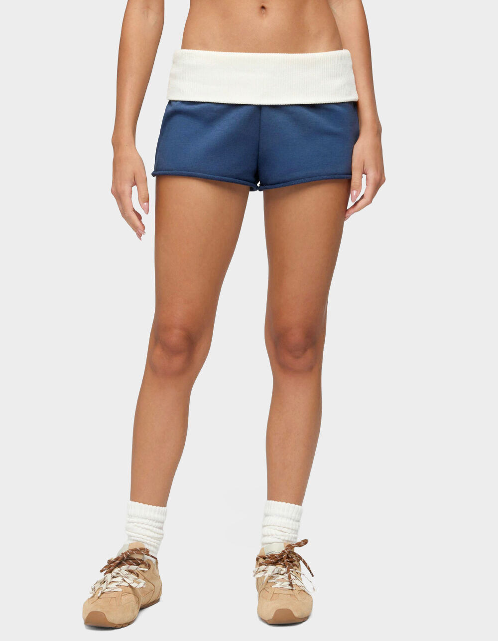 EDIKTED Stevie Contrast Foldover French Terry Shorts