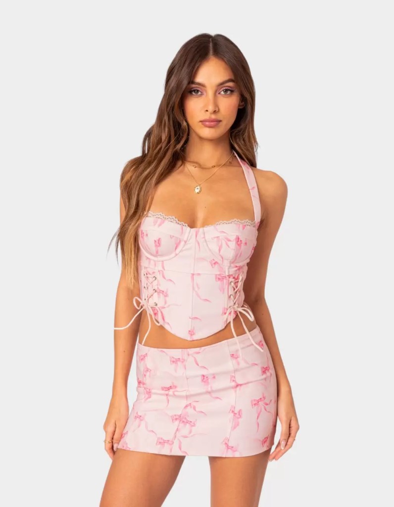 EDIKTED Makayla Printed Corset